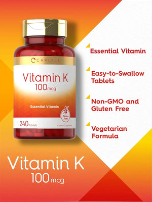 CARLYLE - Carlyle Vitamin K 100mcg 240 Tabletas - The Red Vitamin MX - Suplementos Alimenticios - {{ shop.shopifyCountryName }}