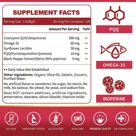 ZEBORA CoQ10-200Mg. 120 Capsulas Blandas - The Red Vitamin MX - Suplementos Alimenticios - ZEBORA