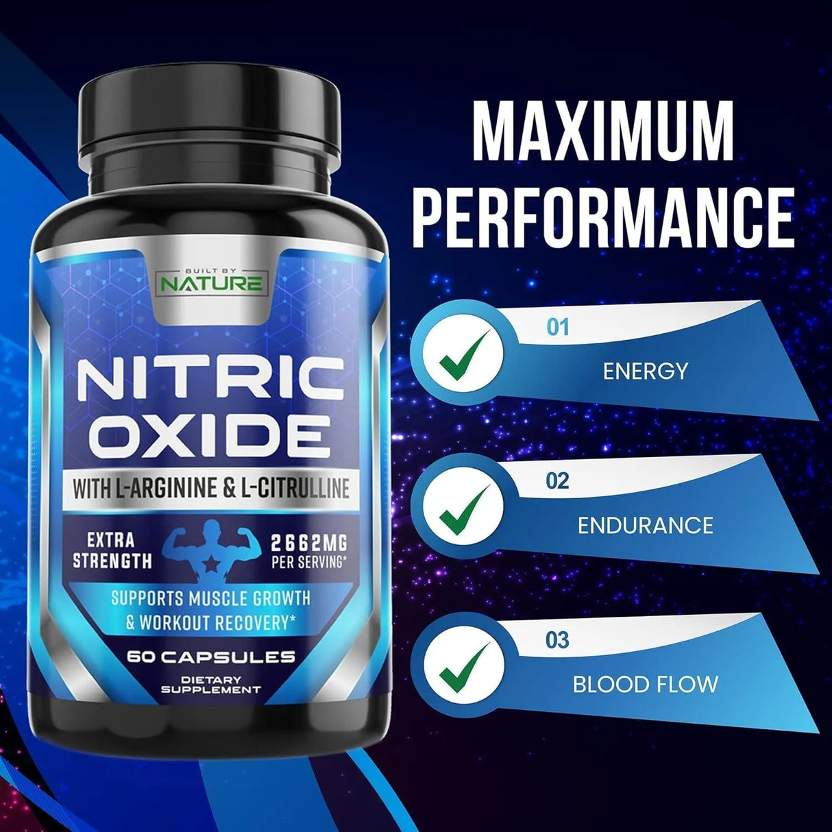 BUILT BY NATURE - Built by Nature Nitric Oxide 60 Capsulas - The Red Vitamin MX - Suplementos Alimenticios - {{ shop.shopifyCountryName }}