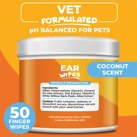 PAW SCIENCE - Paw Science Dog Ear Cleaner Wipes Finger Wipes 50 Toallitas - The Red Vitamin MX - Cuidado Del Oído De Perros - {{ shop.shopifyCountryName }}