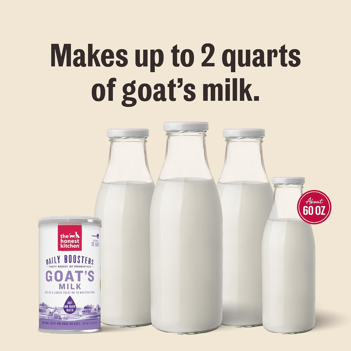 The Honest Kitchen Human Grade Instant Goat's Milk with Probiotics for Dogs and Cats 147Gr.
