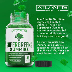 Atlantis Nutrition Supergreens Gummies Natural Raspberry Flavor 60 Gomitas