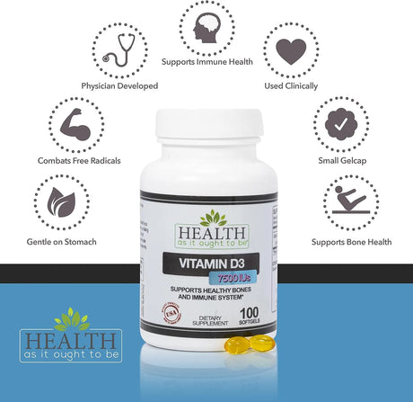 HEALTH AS IT OUGHT TO BE - Health As It Ought To Be Vitamin D3 7500 IUs 100 Capsulas Blandas - The Red Vitamin MX - Suplementos Alimenticios - {{ shop.shopifyCountryName }}