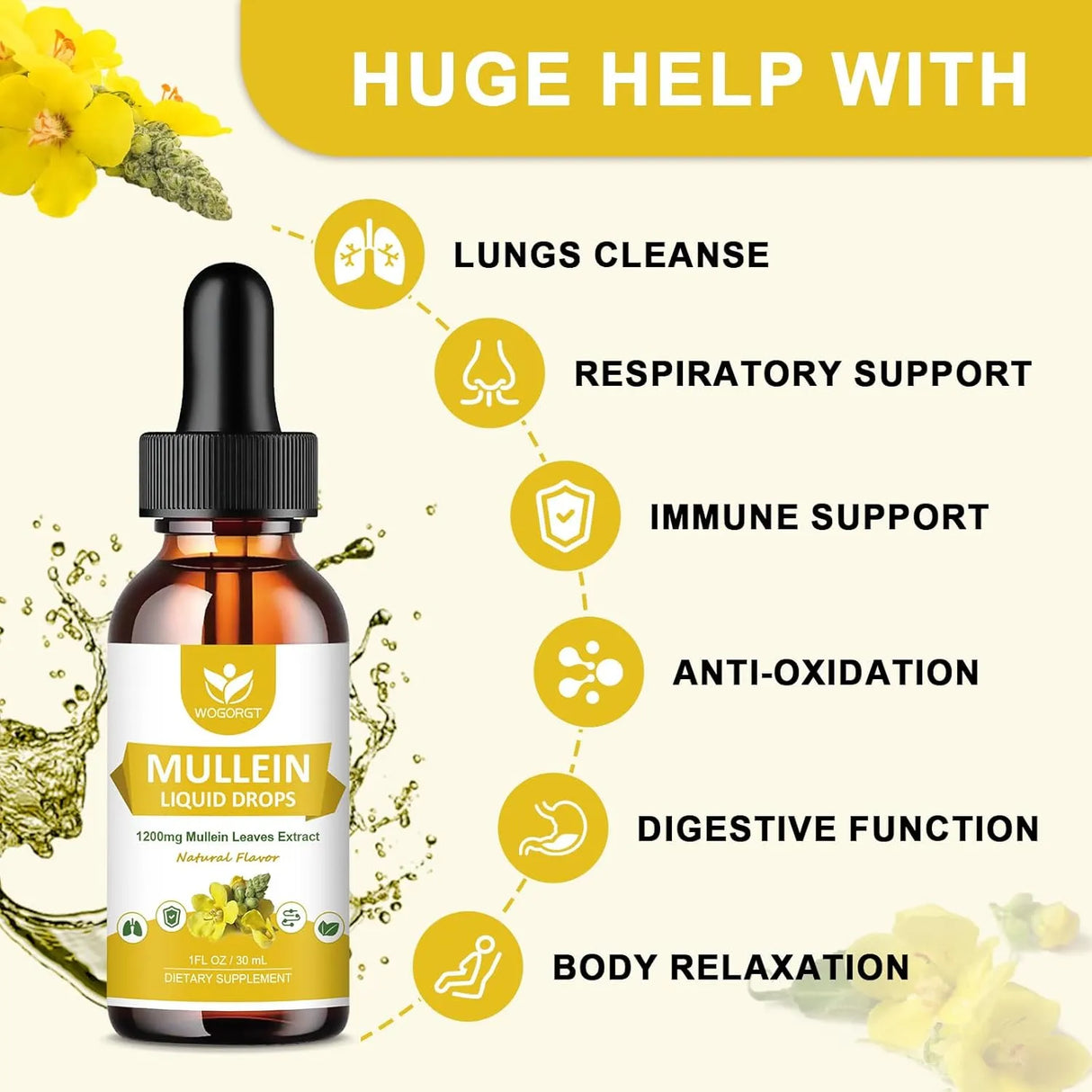 WOGORGT - WOGORGT 4-in-1 Mullein Leaves Extract Drops for Lungs 1 Fl.Oz. 2 Pack - The Red Vitamin MX - Suplementos Alimenticios - {{ shop.shopifyCountryName }}