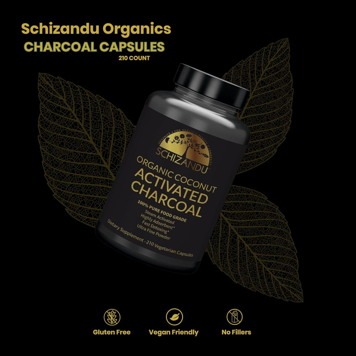 Schizandu Activated Coconut Charcoal 210 Capsulas