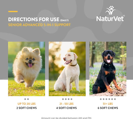 NATURVET - NaturVet Senior Advanced 5-in-1 Support Dog 60 Masticables - The Red Vitamin MX - Multivitamínicos Para Perros - {{ shop.shopifyCountryName }}