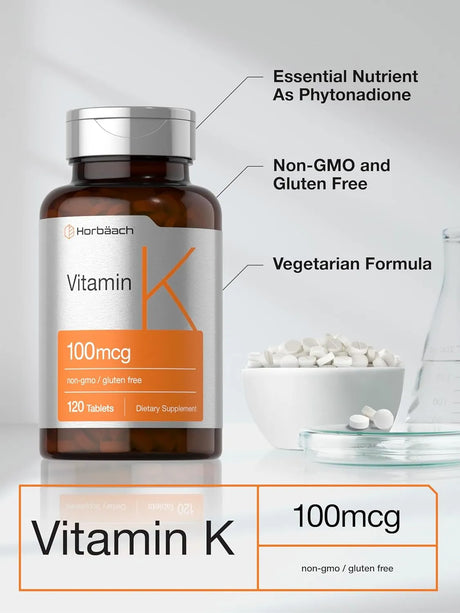 HORBAACH - Horbaach Vitamin K 100mcg 120 Tabletas - The Red Vitamin MX - Suplementos Alimenticios - {{ shop.shopifyCountryName }}