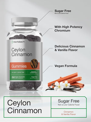 Horbaach Sugar Free Ceylon Cinnamon Gummies 2000Mg. 50 Gomitas