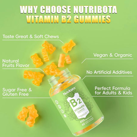 NUTRIBOTA - Nutribota Sugar Free Vitamin B2 Gummies 400Mg. 60 Gomitas 2 Pack - The Red Vitamin MX - Suplementos Alimenticios - {{ shop.shopifyCountryName }}
