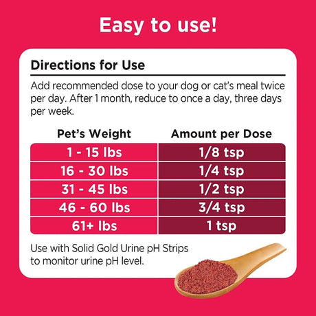 SOLID GOLD - Solid Gold Cat & Dog Vitamins for UTI 100Gr. - The Red Vitamin MX - Salud De Tracto Urinario Para Perros - {{ shop.shopifyCountryName }}