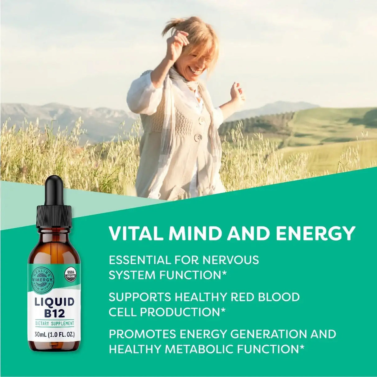VIMERGY - Vimergy Organic Liquid Vitamin B12 30 Servicios 30Ml. - The Red Vitamin MX - Suplementos Alimenticios - {{ shop.shopifyCountryName }}