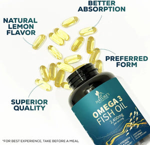 NATURE'S NUTRITION - Nature's Nutrition Triple Strength Omega 3 Fish Oil 2400Mg. 180 Capsulas Blandas - The Red Vitamin MX - Suplementos Alimenticios - {{ shop.shopifyCountryName }}