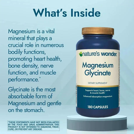 NATURE'S WONDER - Nature's Wonder Magnesium Glycinate 200Mg. 180 Capsulas - The Red Vitamin MX - Suplementos Alimenticios - {{ shop.shopifyCountryName }}