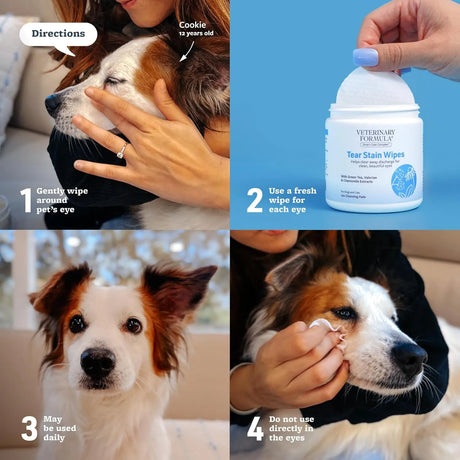 VETERINARY FORMULA - Veterinary Formula Smart Coat Complex Tear Stain Wipes for Dogs & Cats 100 Toallitas - The Red Vitamin MX - Cuidado De Los Ojos De Los Perros - {{ shop.shopifyCountryName }}