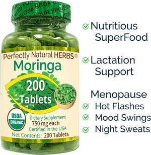 PERFECTLY NATURAL HERBS - Perfectly Natural Herbs Organic Moringa 200 Tabletas - The Red Vitamin MX - Suplementos Alimenticios - {{ shop.shopifyCountryName }}