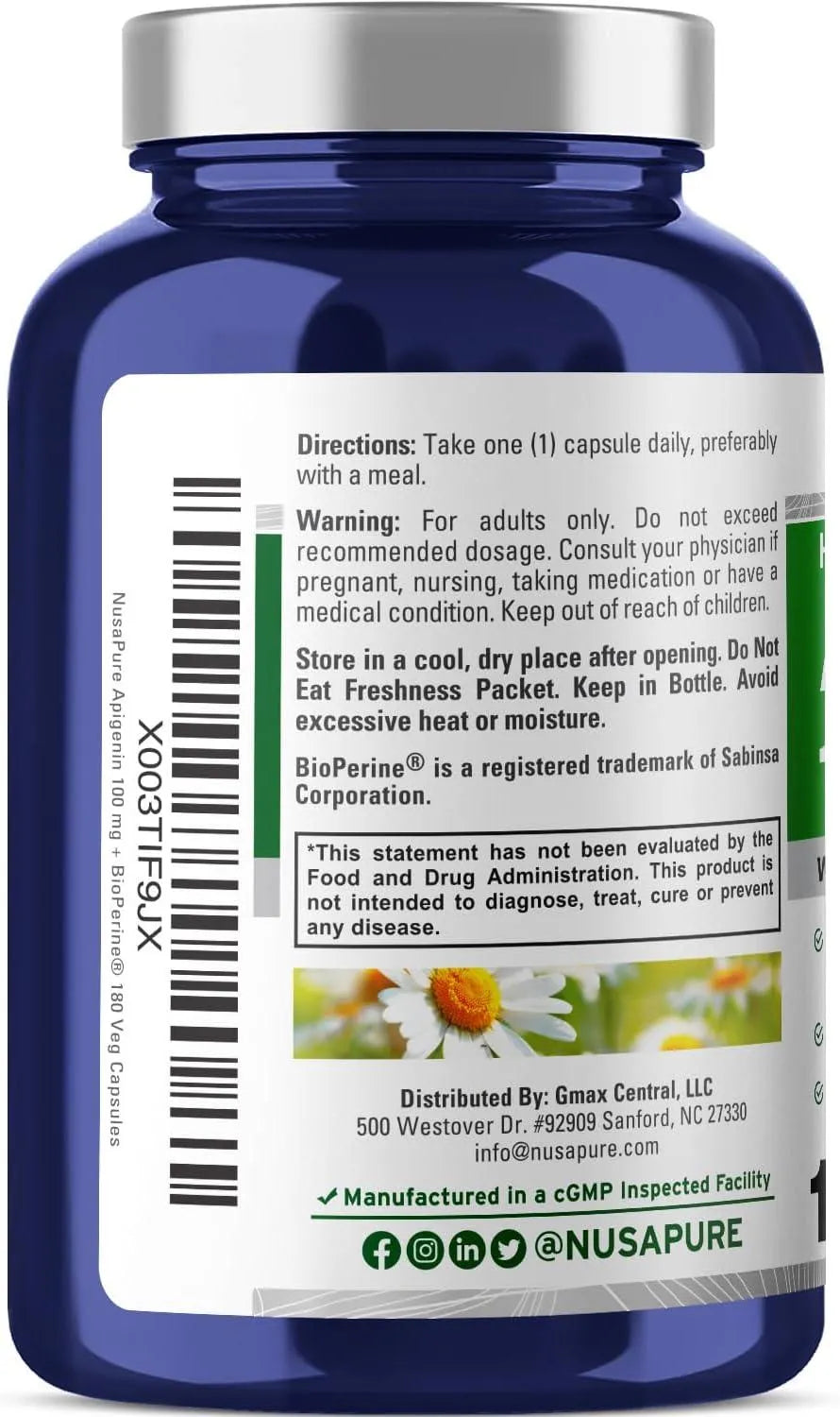 NUSAPURE - NusaPure Apigenin 100Mg. 180 Capsulas - The Red Vitamin MX - Suplementos Alimenticios - {{ shop.shopifyCountryName }}