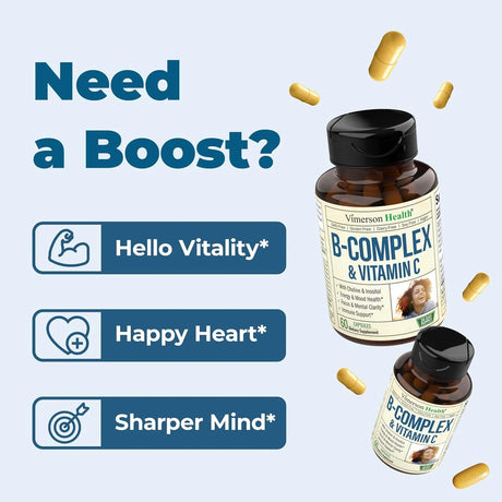 VIMERSON HEALTH - Vimerson Health Vitamin B Complex with Vitamin C 60 Capsulas - The Red Vitamin MX - Suplementos Alimenticios - {{ shop.shopifyCountryName }}