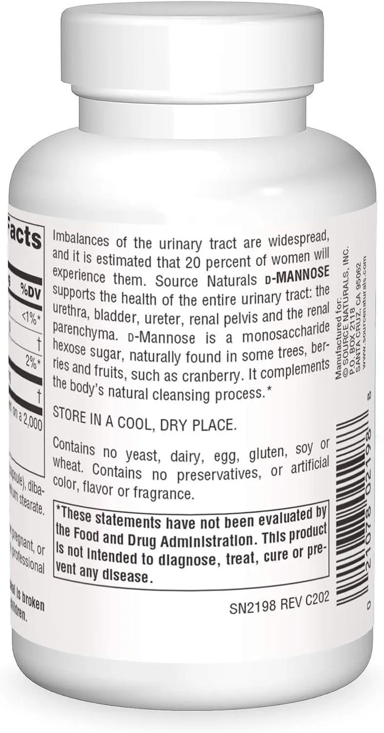 SOURCE NATURALS - Source Naturals D-Mannose 500Mg. 60 Capsulas - The Red Vitamin MX - Suplementos Alimenticios - {{ shop.shopifyCountryName }}