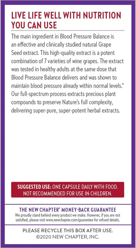 NEW CHAPTER - New Chapter Blood Pressure Balance 30 Capsulas - The Red Vitamin MX - Suplementos Alimenticios - {{ shop.shopifyCountryName }}