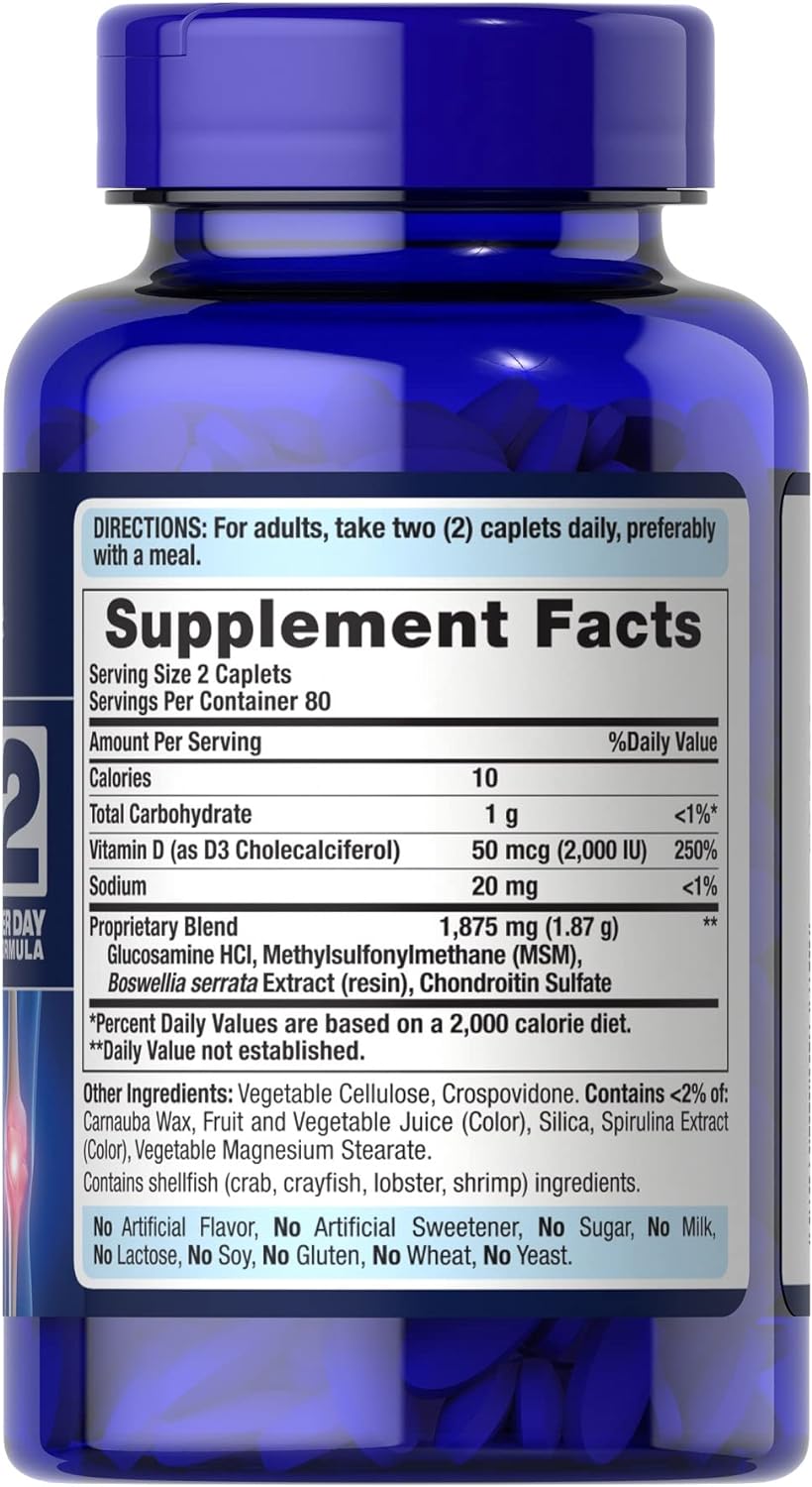 Puritan's Pride Advanced Glucosamine Chondroitin MSM 160 Tabletas