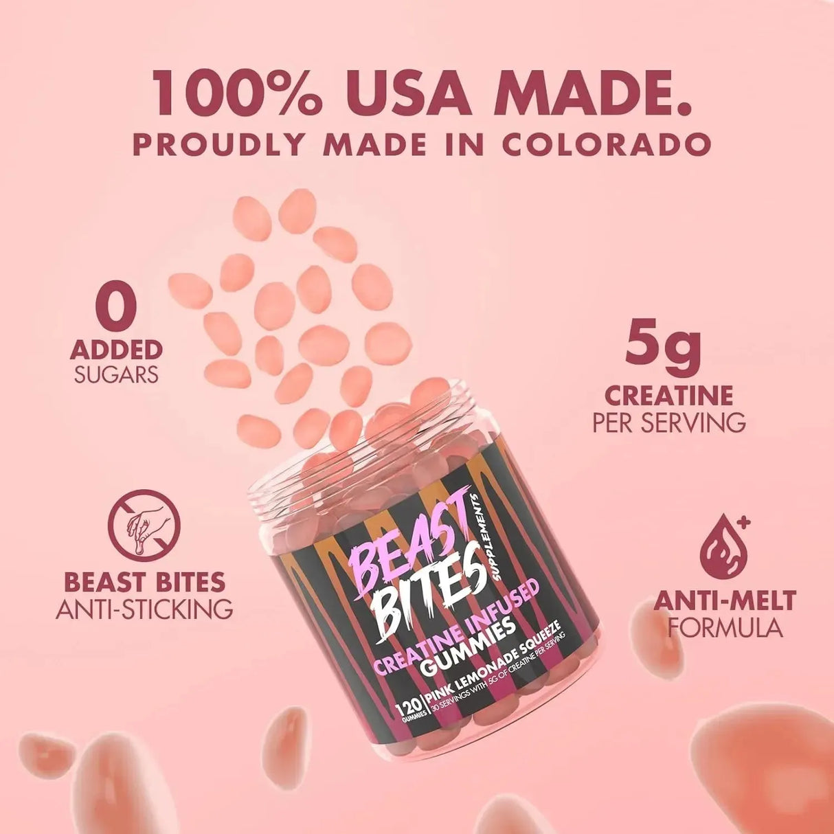 BEAST BITES - BEAST BITES Creatine Bites 5g Creatine Monohydrate Pink Lemonade 30 Gomitas - The Red Vitamin MX - Suplementos Alimenticios - {{ shop.shopifyCountryName }}