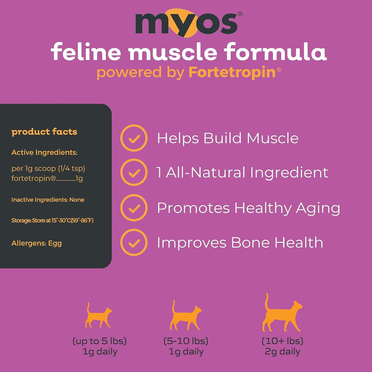 MYOS Feline Muscle Formula Powered by Fortetropin for Senior Cats 180 Servicios 180Gr.