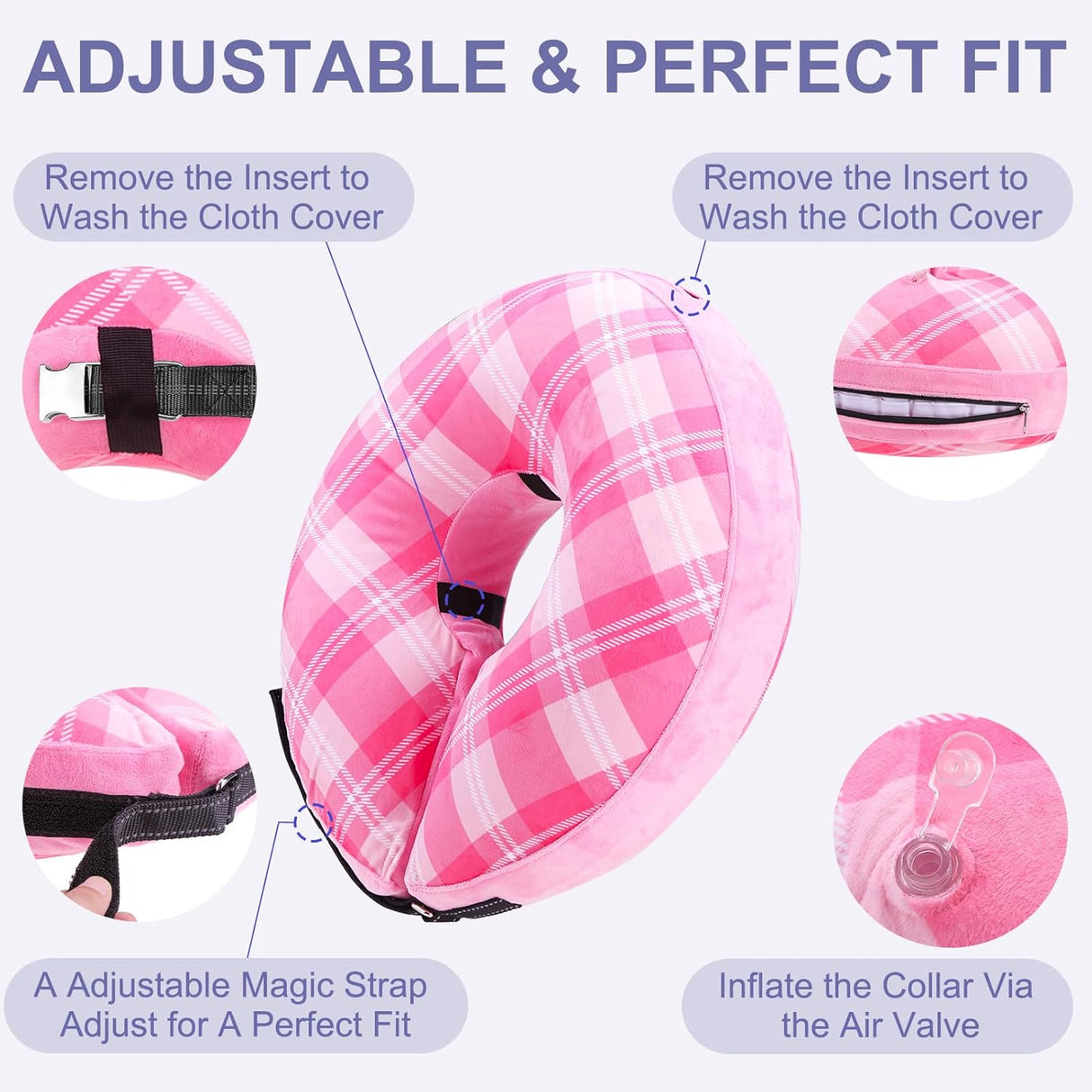 BEAUTYZOO Inflatable Donut Collar PINK LARGE