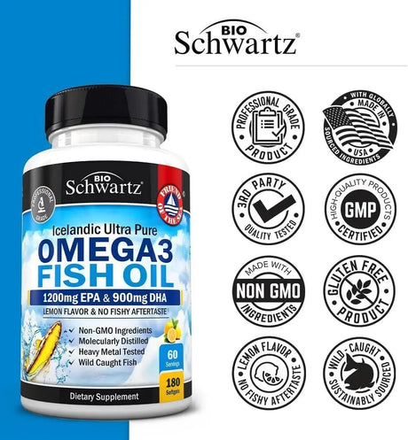 BIO SCHWARTZ - BioSchwartz Triple Strength Omega 3 Fish Oil 180 Capsulas Blandas - The Red Vitamin MX - Suplementos Alimenticios - {{ shop.shopifyCountryName }}