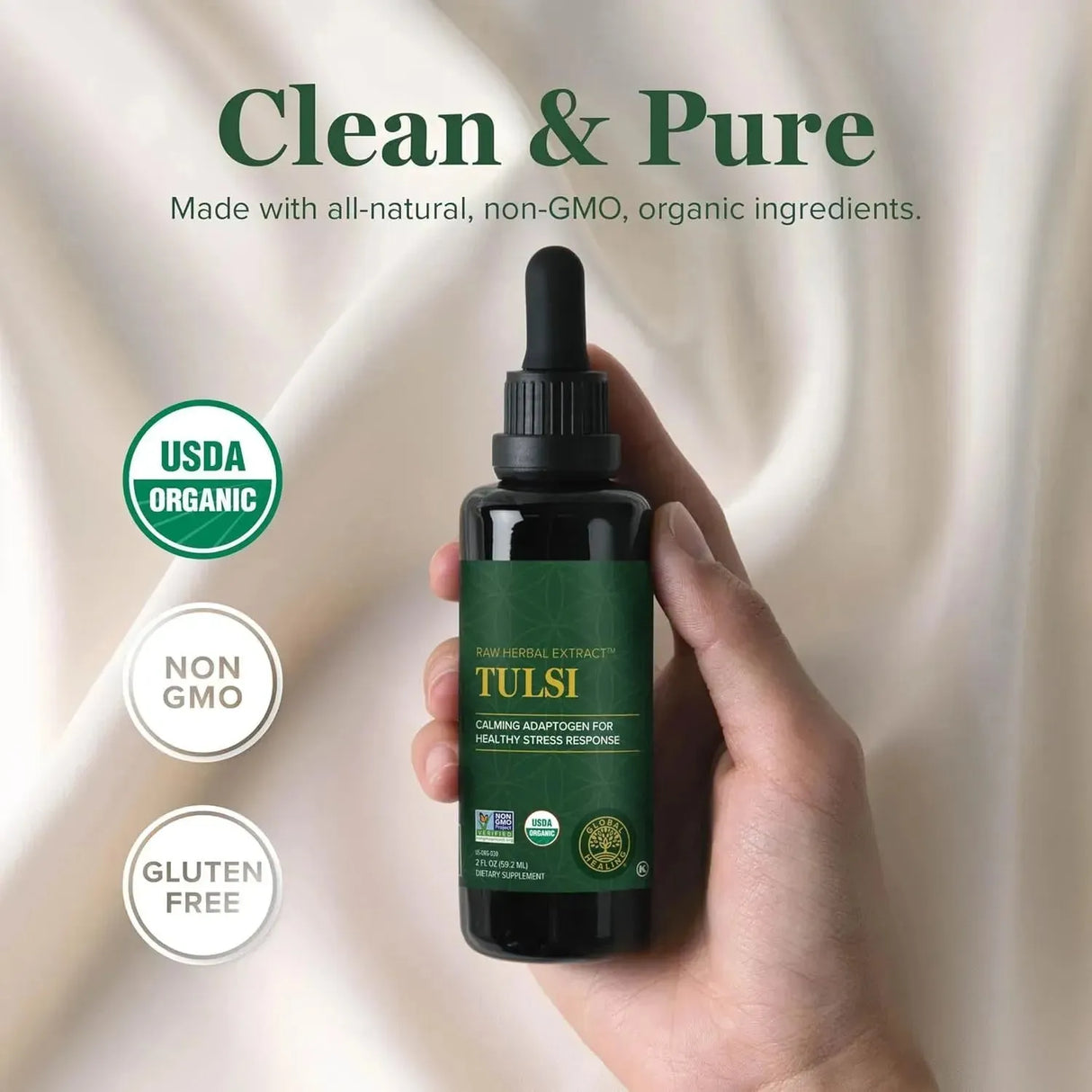 GLOBAL HEALING CENTER - Global Healing Organic Tulsi Holy Basil Leaf Extract Vegan Liquid 2 Fl.Oz. - The Red Vitamin MX - Suplementos Alimenticios - {{ shop.shopifyCountryName }}