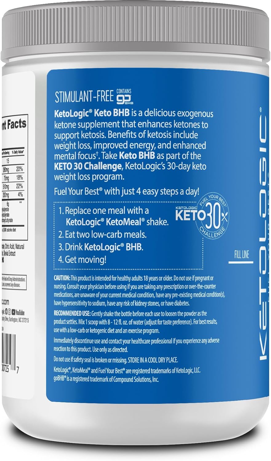 Ketologic Keto BHB Patriot Pop Flavor 30 Servicios 255Gr.