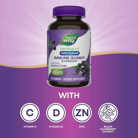 NATURE'S WAY - Nature’s Way Sambucus Zero Sugar Immune Gummies 70 Gomitas - The Red Vitamin MX - Suplementos Alimenticios - {{ shop.shopifyCountryName }}