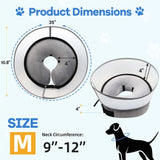 NoarWin 2-in-1 Inflatable Dog Cone Collar with Detachable Anti-Licking Shield GREY MEDIUM