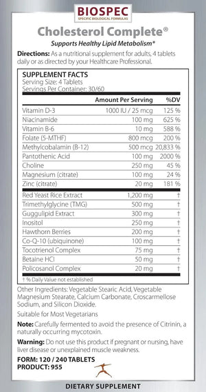 BIOSPEC - Biospec Nutritionals Cholesterol Complete 240 Tabletas - The Red Vitamin MX - Suplementos Alimenticios - {{ shop.shopifyCountryName }}