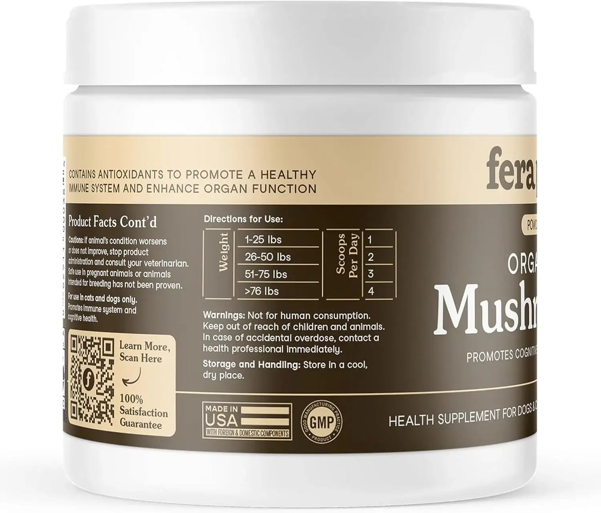 FERA PETS - Fera Pet Organics Turkey Tail Mushroom Supplement for Dogs 120 Servicios 60Gr. - The Red Vitamin MX - Suplementos Herbales Para Perros - {{ shop.shopifyCountryName }}