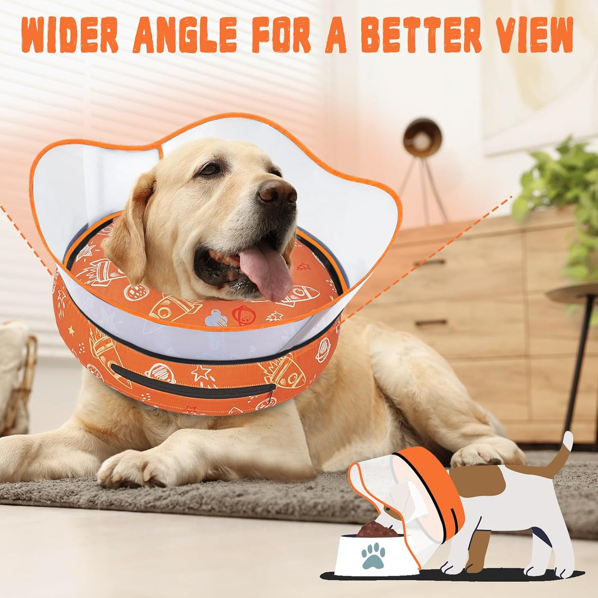 Toptakeit Elevated Inflatable Dog Cone Collar ORANGE XLARGE