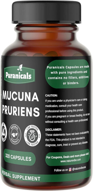 PURANICALS - Puranicals Mucuna Premium 320 Capsulas - The Red Vitamin MX - Suplementos Alimenticios - {{ shop.shopifyCountryName }}