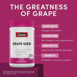 SWISSE - Swisse Grape Seed Extract 300 Tabletas - The Red Vitamin MX - Suplementos Alimenticios - {{ shop.shopifyCountryName }}