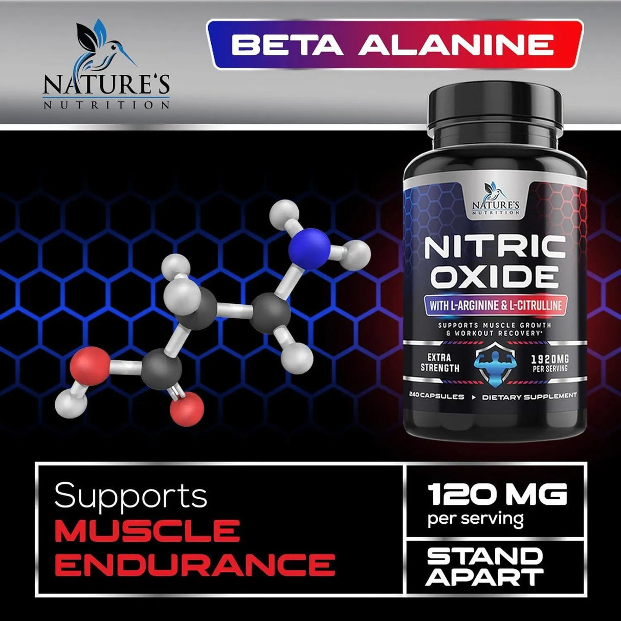 NATURE'S NUTRITION - Nature's Nutrition Extra Strength Nitric Oxide 240 Capsulas - The Red Vitamin MX - Suplementos Alimenticios - {{ shop.shopifyCountryName }}