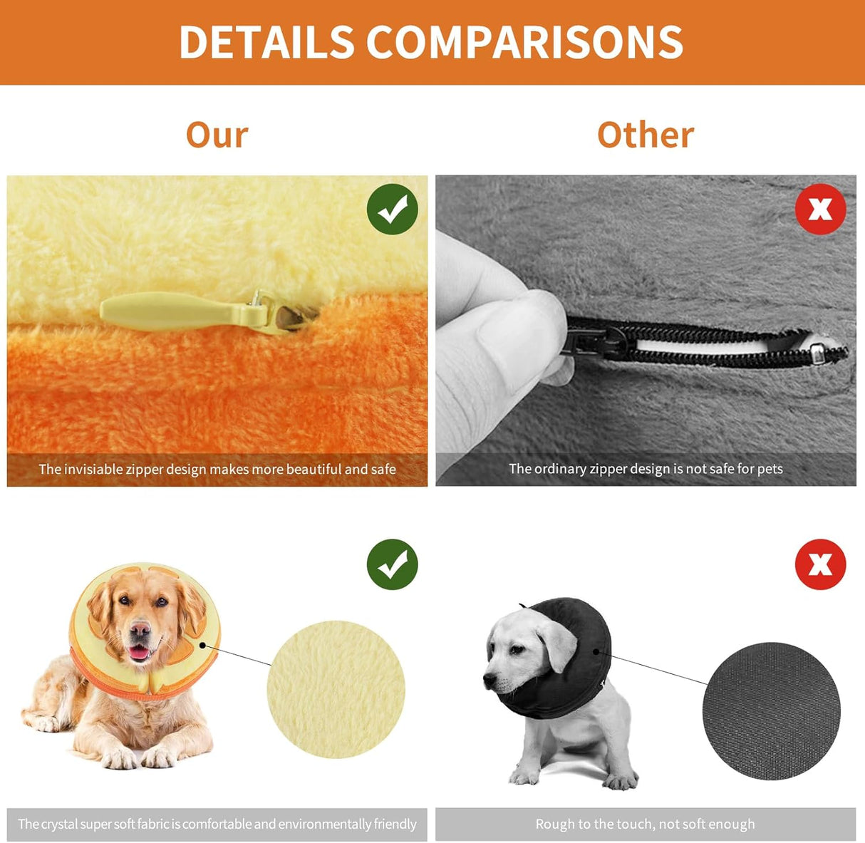 IEUUMLER Inflatable Recovery Dog Collar ORANGE MEDIUM Neck:7''-11''