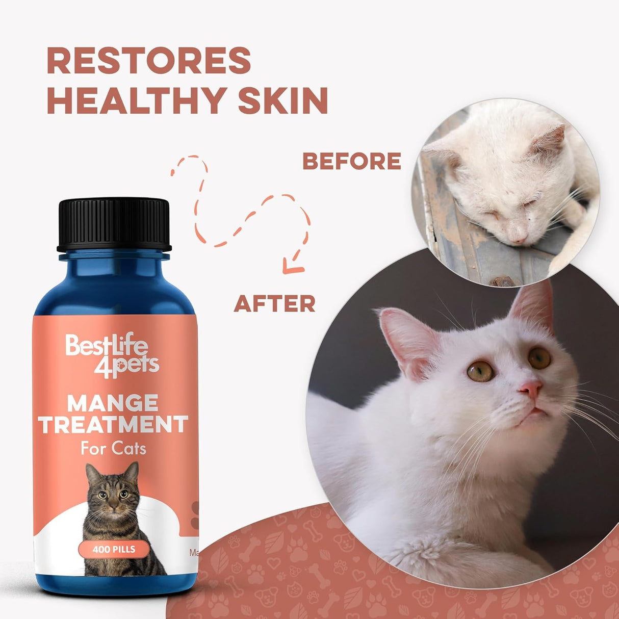 BestLife4Pets Mange Treatment for Cats 400 Tabletas
