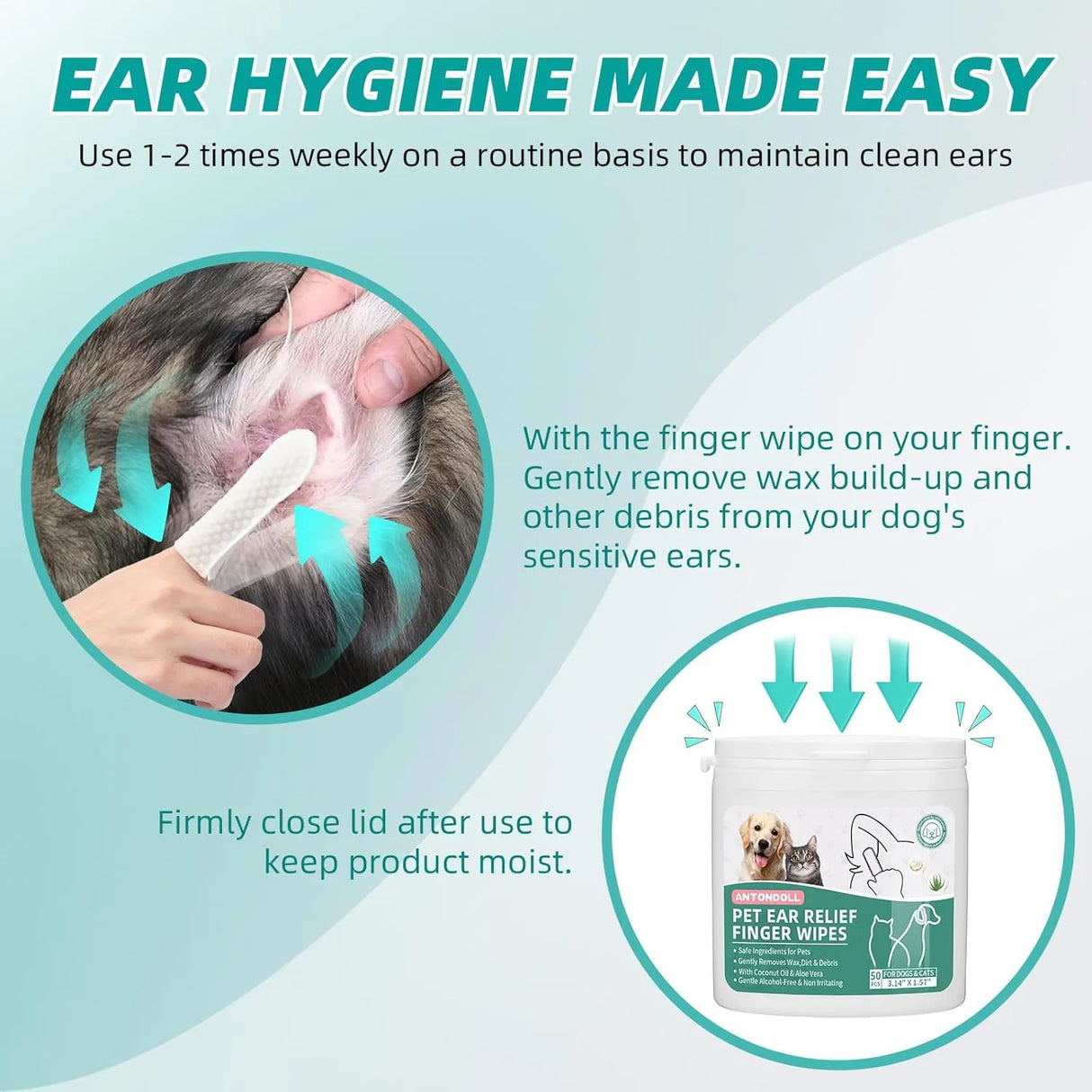 ANTONDOLL - ANTONDOLL Ear Finger Wipes for Dogs & Cats 50 Toallitas - The Red Vitamin MX - Cuidado Del Oído De Perros - {{ shop.shopifyCountryName }}