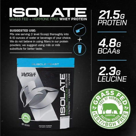 MUSCLE FEAST - Muscle Feast Grass-Fed Whey Protein Isolate Unflavored 907Gr. - The Red Vitamin MX - Suplementos Alimenticios - {{ shop.shopifyCountryName }}
