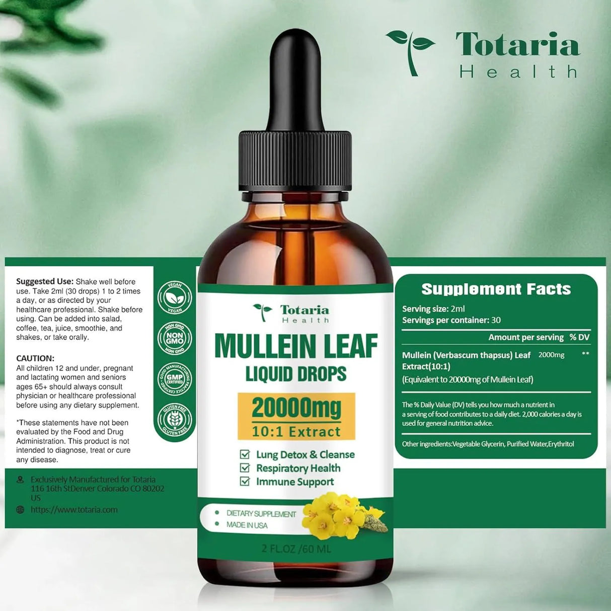 TOTARIA HEALTH - Totaria Health Mullein Drops for Lungs 2 Fl.Oz. - The Red Vitamin MX - Suplementos Alimenticios - {{ shop.shopifyCountryName }}