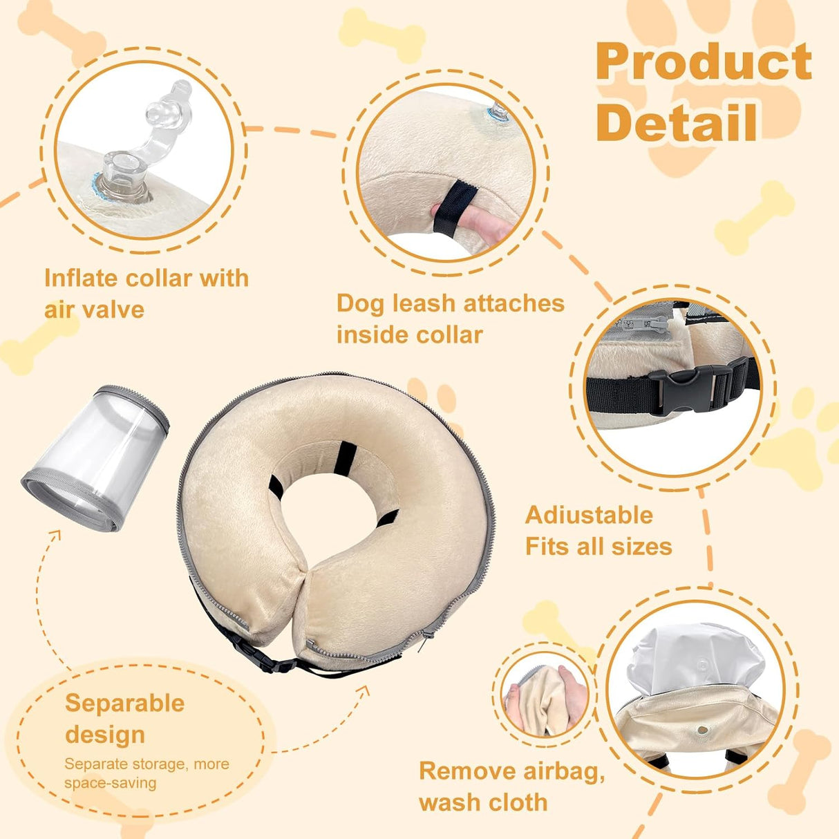 Uaidie Dog Cone Collar with Enhanced Anti-Licking PALE YELLOW LARGE