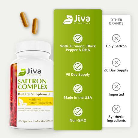 JIVA BOTANICALS - Jiva Saffron Complex 88.5Mg. 90 Capsulas - The Red Vitamin MX - Suplementos Alimenticios - {{ shop.shopifyCountryName }}
