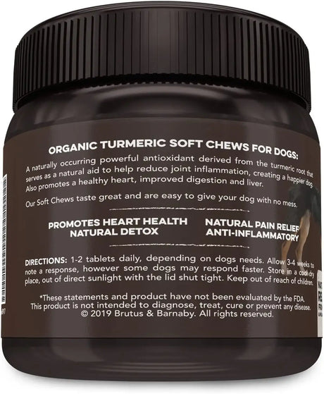 BRUTUS & BARNABY - BRUTUS & BARNABY Turmeric for Dogs 60 Masticables - The Red Vitamin MX - Cuidado De Cadera Y Articulaciones Para Perros - {{ shop.shopifyCountryName }}