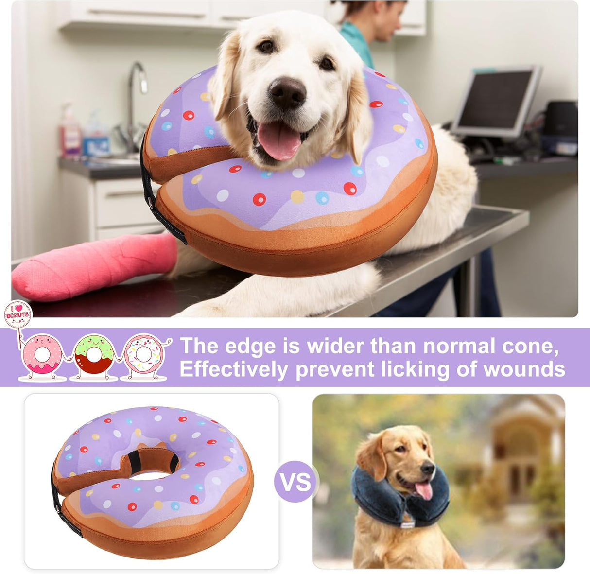 BEAUTYZOO Inflatable Donut Collar PURPLE LARGE