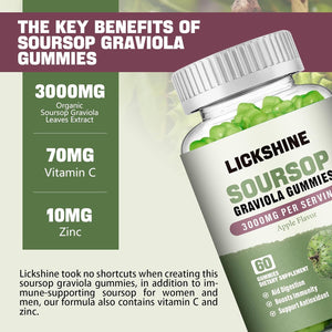 Lickshine Soursop Graviola Gummies 3000Mg. 60 Gomitas