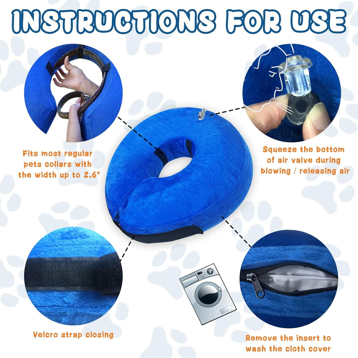 Infisu Soft Dog Cone Collar Inflatable BLUE MEDIUM 8"-12"