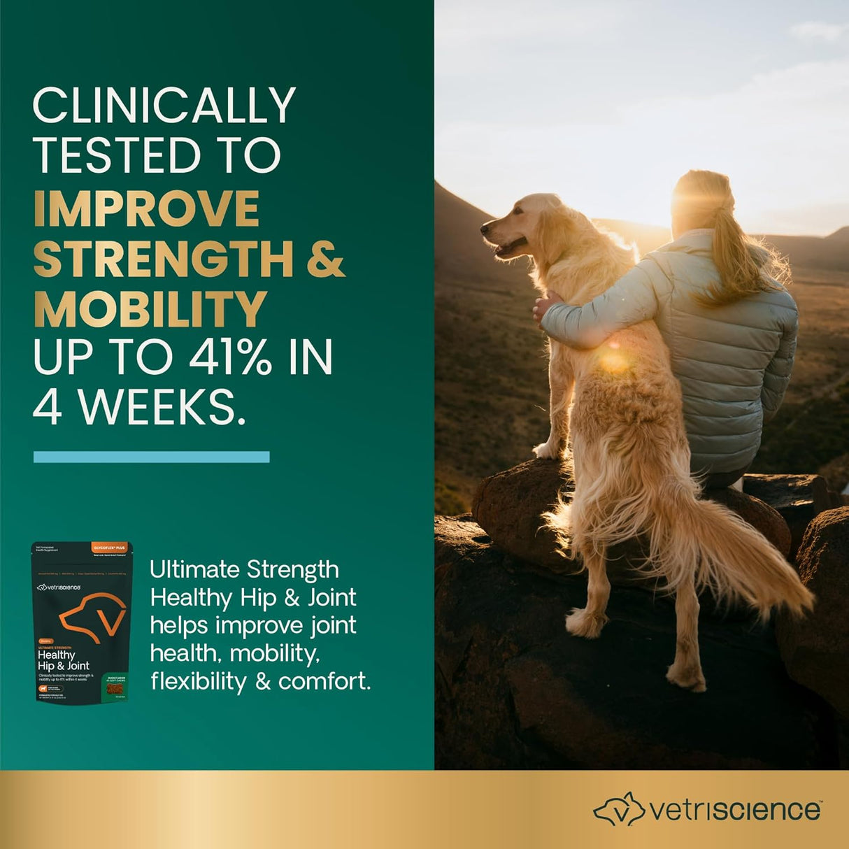 VetriScience GlycoFlex Ultimate Strength Healthy Hip & Joint Duck Flavor 60 Masticables